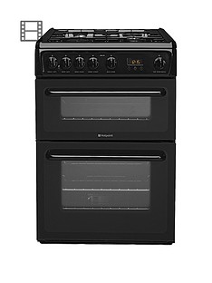 Hotpoint Newstyle HAG60K 60cm Double Oven Gas Cooker with FSD - Black