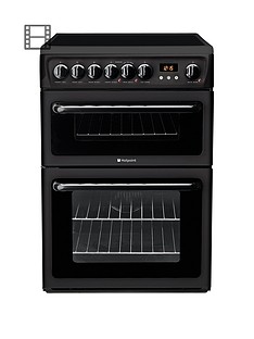 Hotpoint Newstyle HAE60KS 60cm Double Oven Electric Cooker with Ceramic Hob - Black
