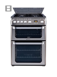Hotpoint Ultima HUG61X 60cm Double Oven Gas Cooker with FSD - Stainless Steel