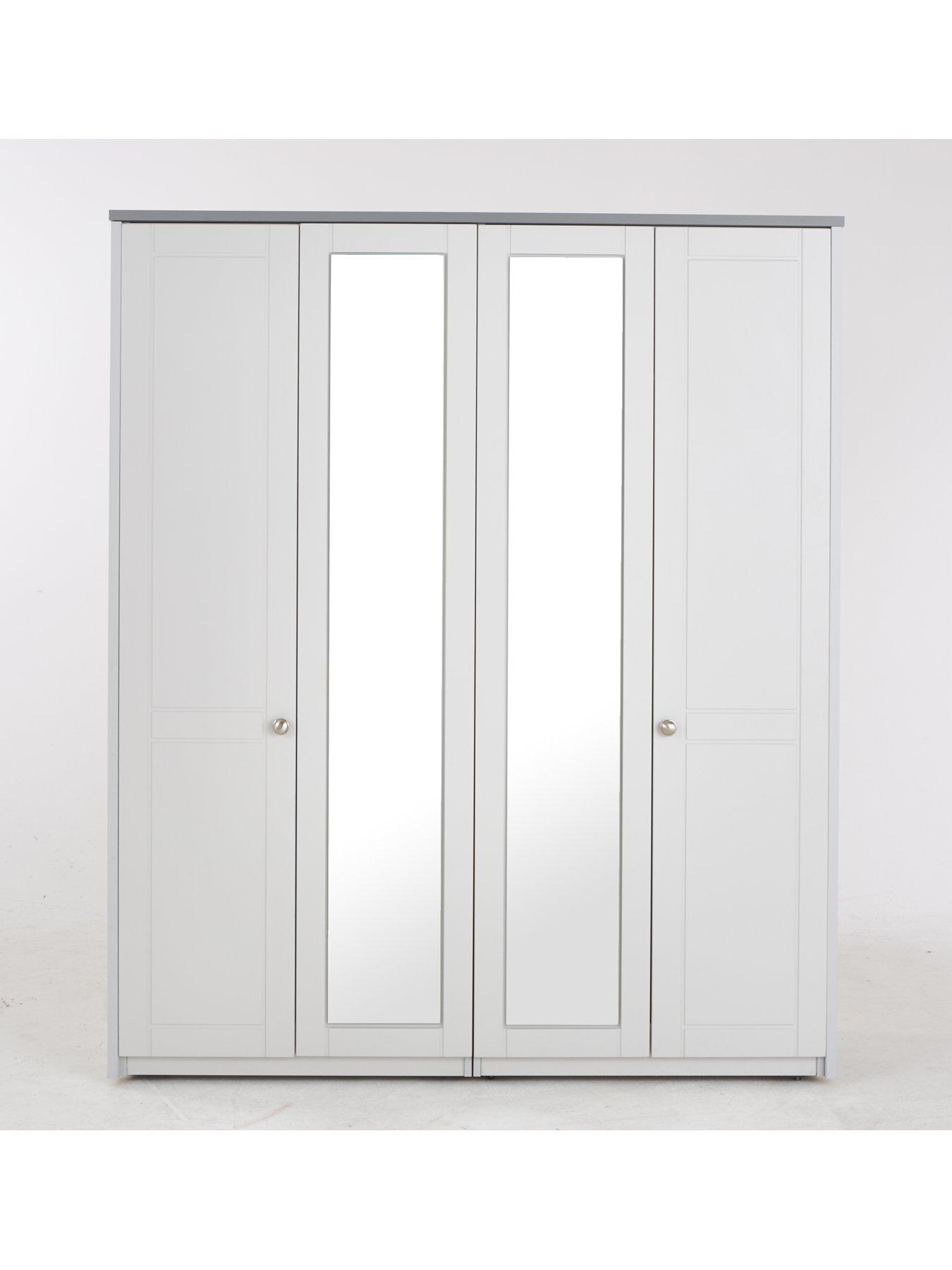 undefined Alderley Part Assembled 4 Door Mirrored Wardrobe