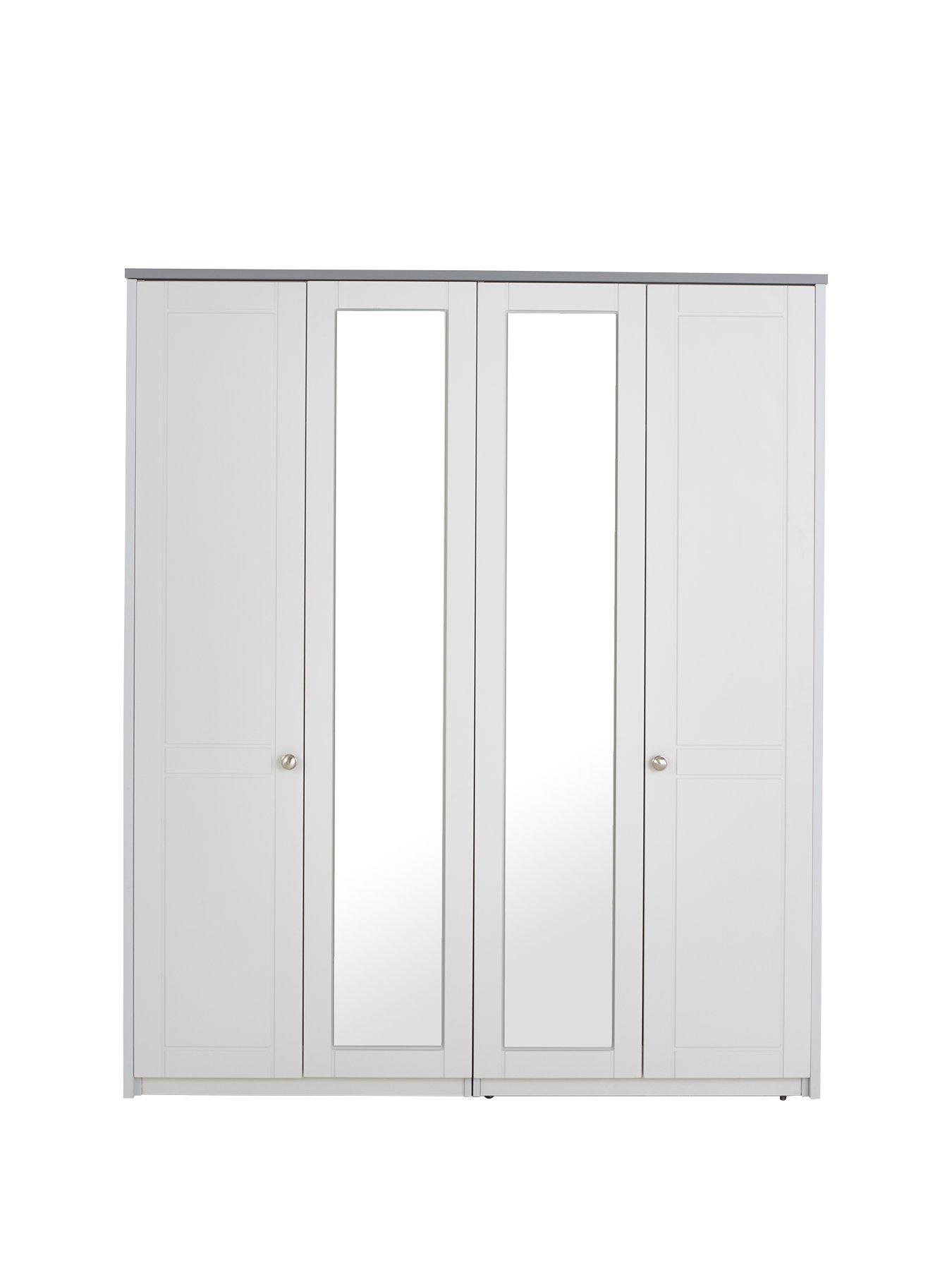 Product photograph of One Call Alderley Part Assembled 4 Door Mirrored Wardrobe from very.co.uk