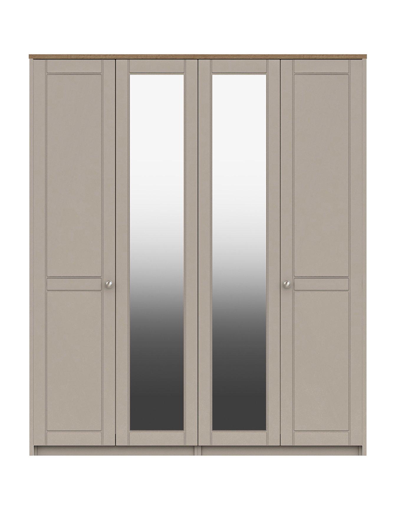 undefined Alderley Part Assembled 4 Door Mirrored Wardrobe