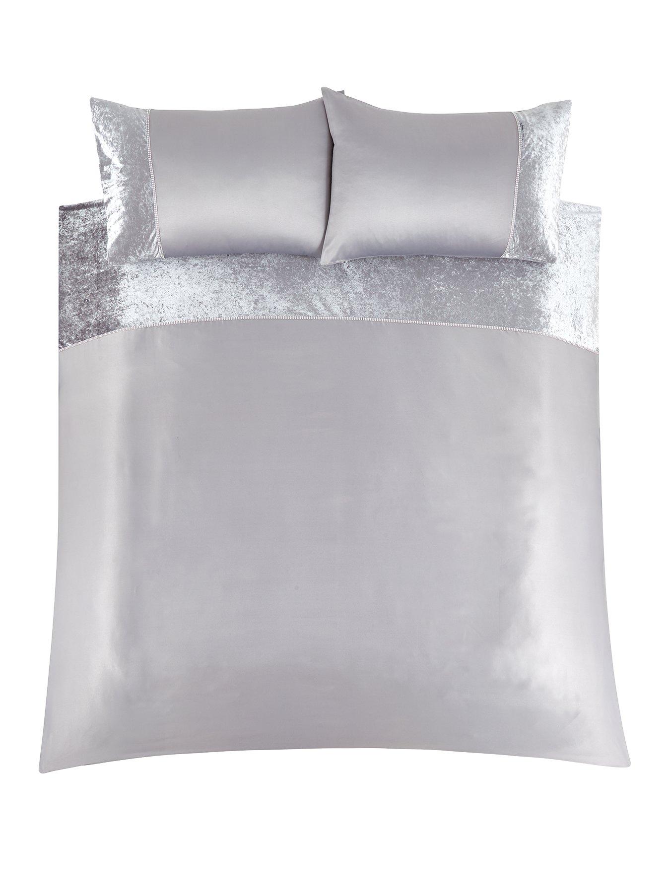 Product photograph of Amelie Crushed Velvet Duvet Cover Set - Silver from very.co.uk
