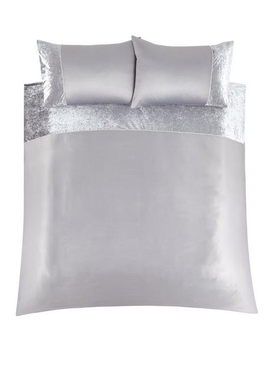 front image of amelie-crushed-velvet-duvet-cover-set-silver
