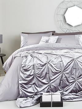 Product photograph of Amelie Crushed Velvet Bedspread Throw - Silver from very.co.uk