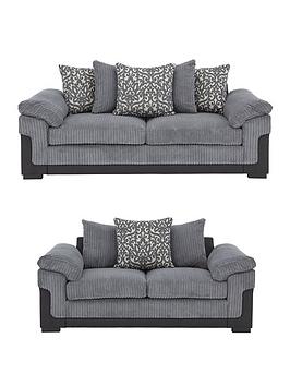 Phoenix Fabric And Faux Leather 3 Seater + 2 Seater Sofa Set (Buy And Save!)