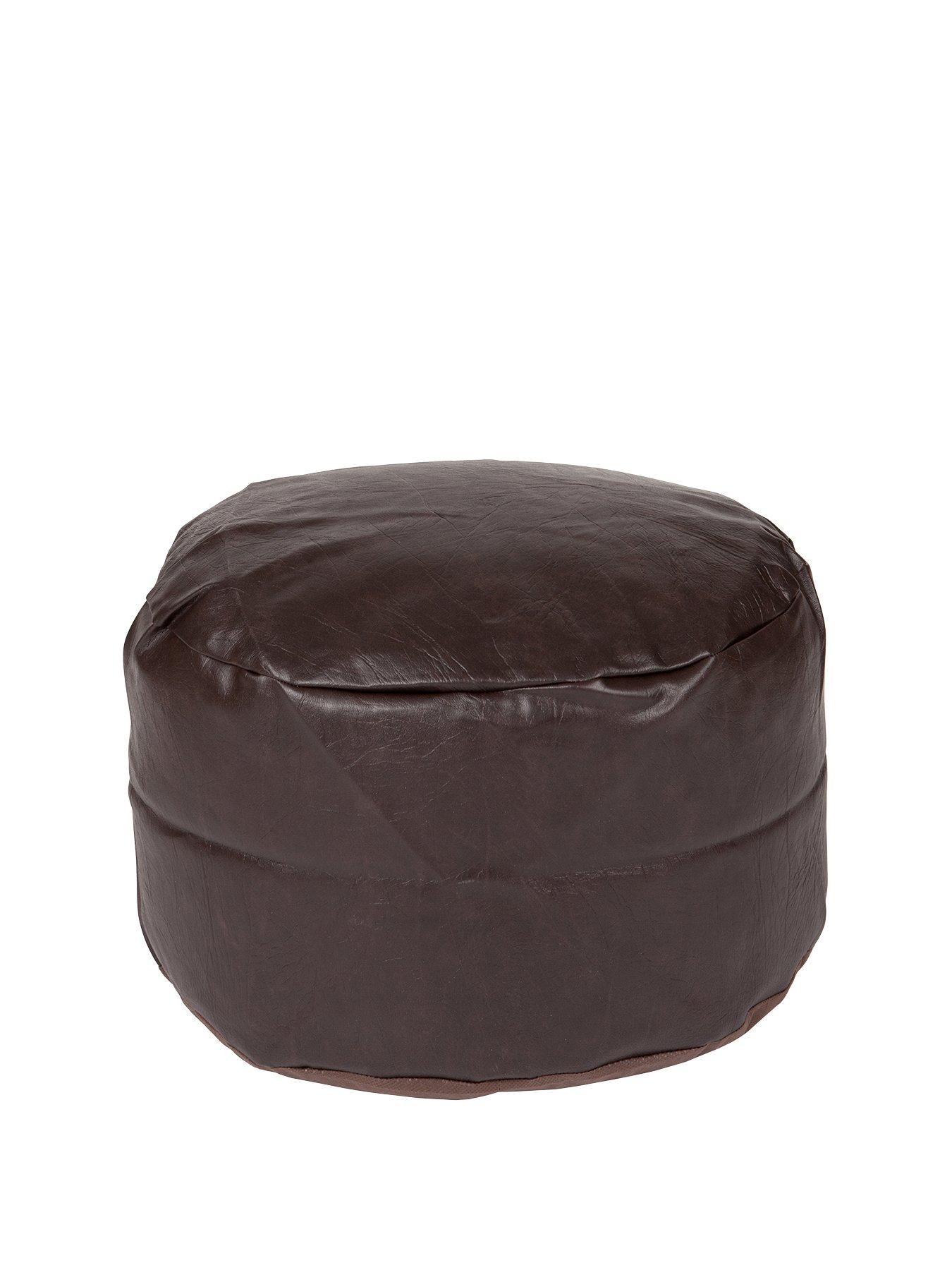 Small Foot Stool with Handle, Black PU Leather Short Foot Stool