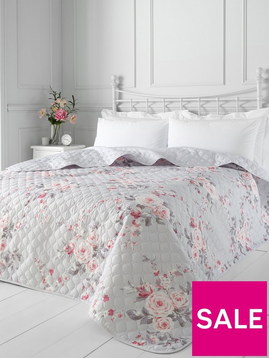 front image of catherine-lansfield-canterbury-bedspread-throw-in-grey