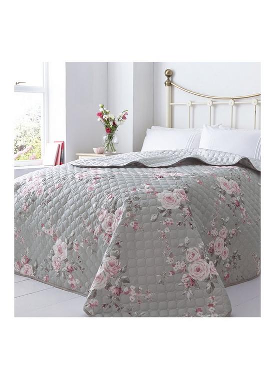 front image of catherine-lansfield-canterbury-bedspread-throw-in-grey