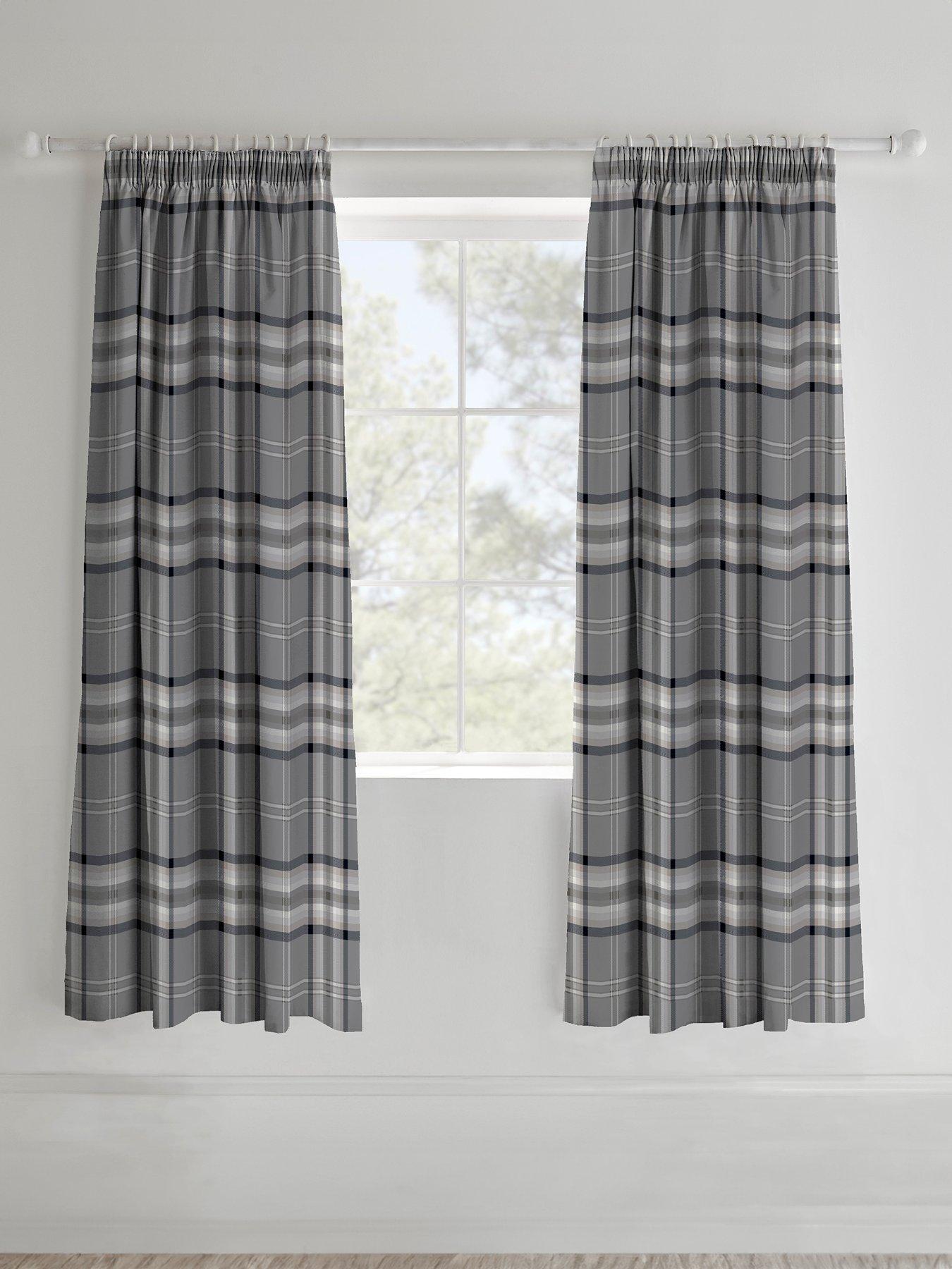 Catherine Lansfield Kelso Check Lined Pencil Pleat Curtains