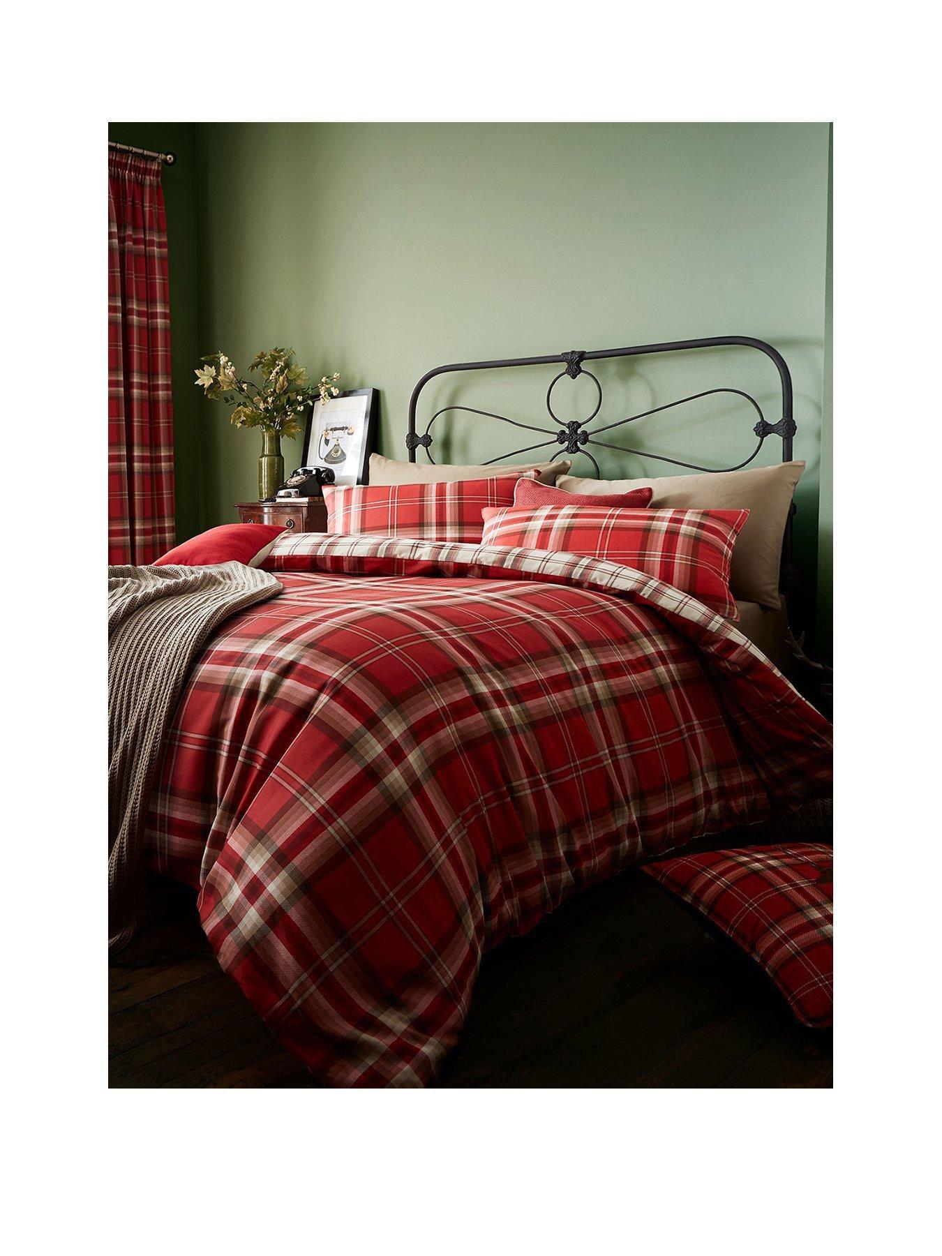 Product photograph of Catherine Lansfield Kelso Check Lined Pencil Pleat Curtains from very.co.uk