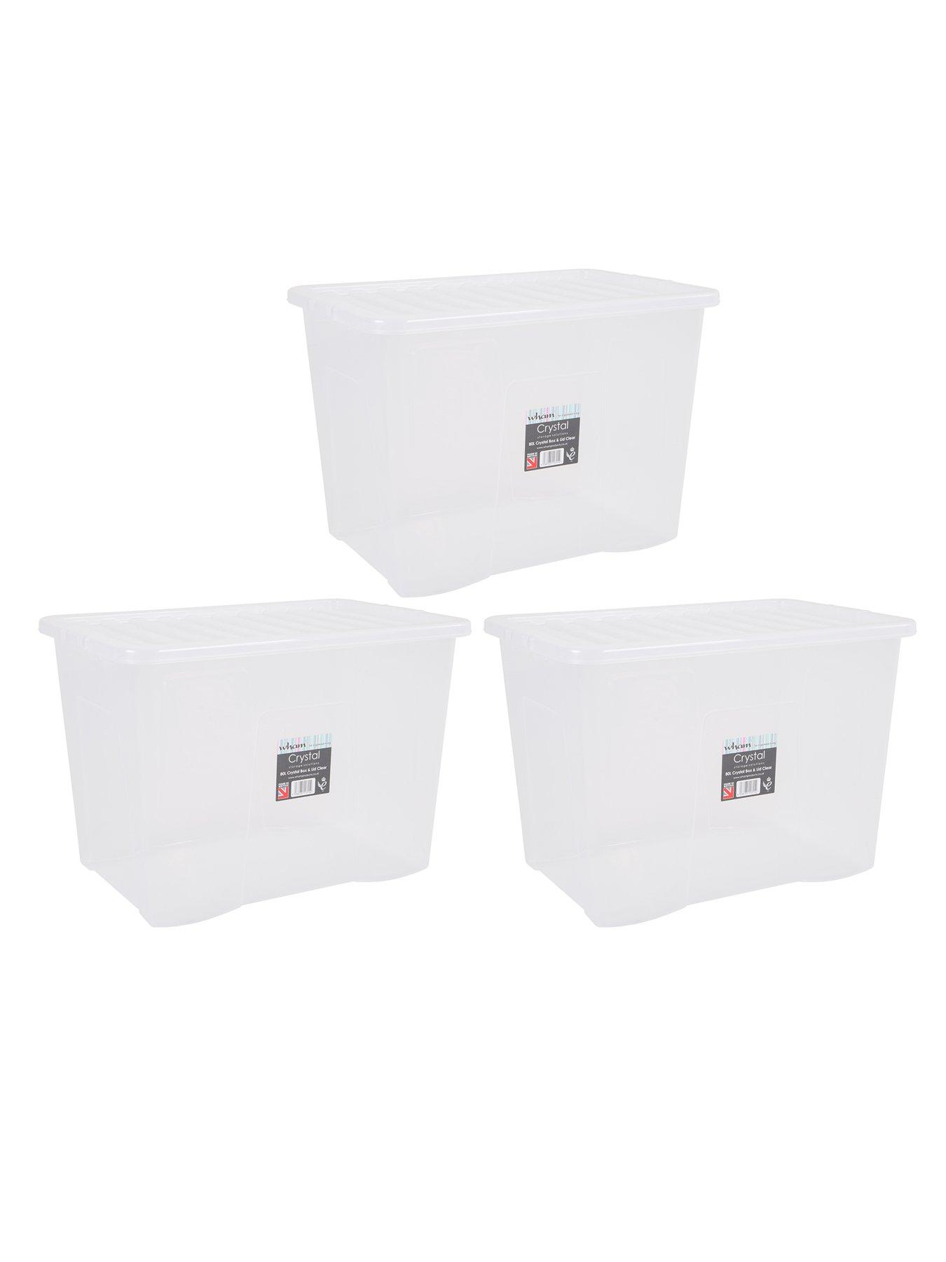 Wham Set of 3 80 Litre Plastic Storage Boxes