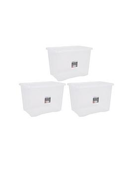 Product photograph of Wham Set Of 3 80 Litre Plastic Storage Boxes from very.co.uk