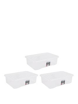 Product photograph of Wham Set Of 3 32 Litre Plastic Storage Boxes from very.co.uk