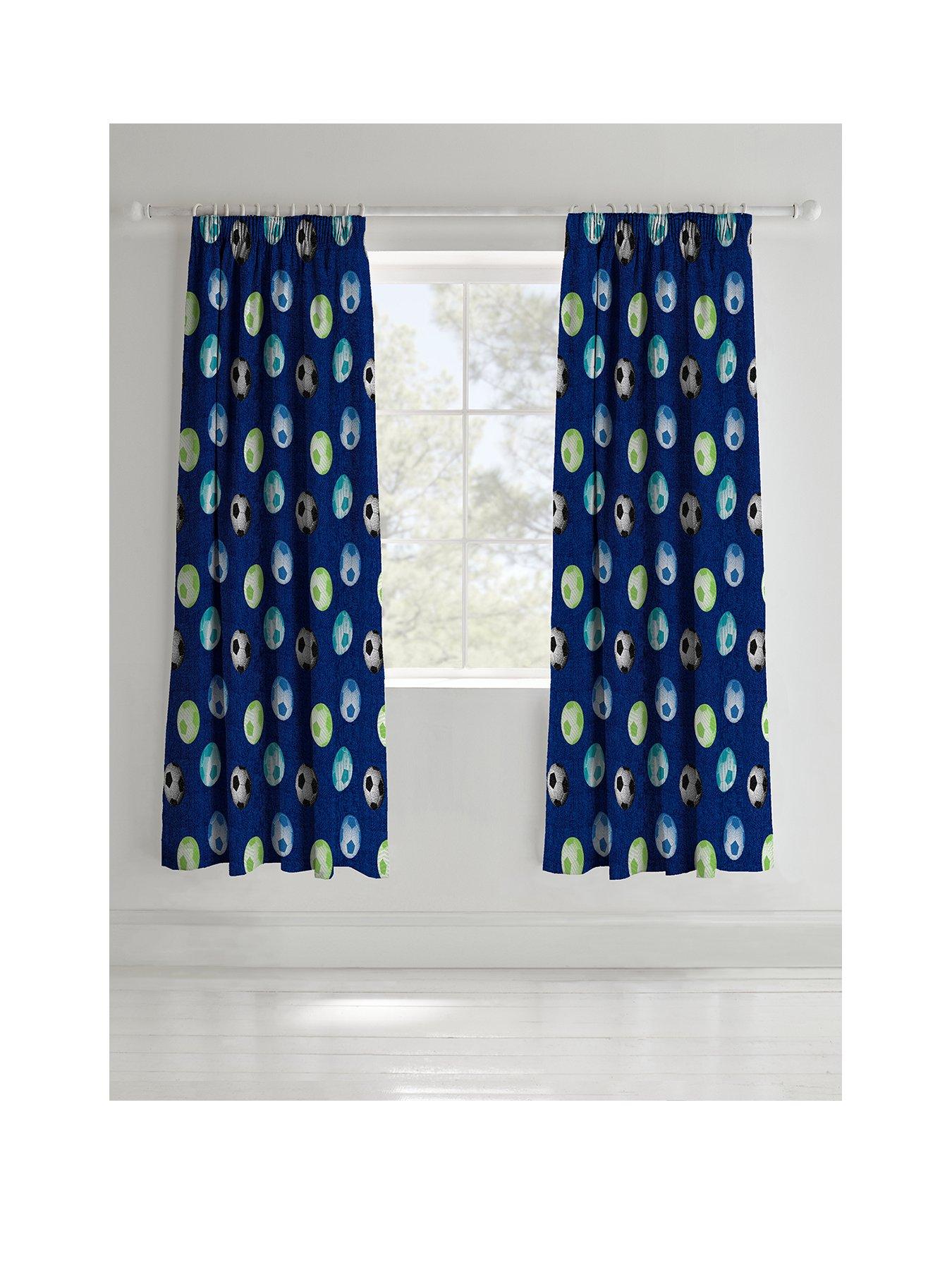 Catherine Lansfield Football Lined Curtains W168xD183cm(W66xD72inches)