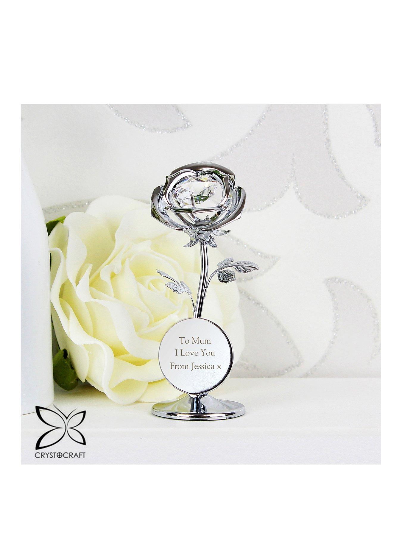 Product photograph of The Personalised Memento Company Personalised Crystocraft Rose from very.co.uk