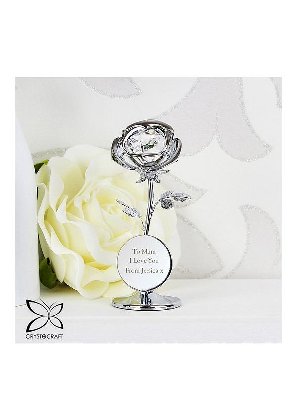 Image 1 of 4 of The Personalised Memento Company Personalised Crystocraft Rose