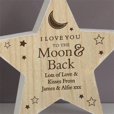The Personalised Memento Company Personalised Moon  &  Back Wooden Star