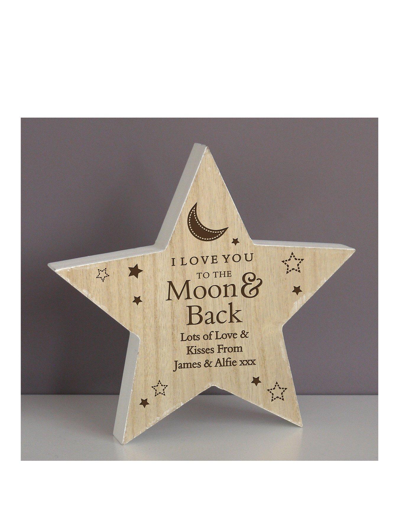 undefined Personalised Moon  &  Back Wooden Star