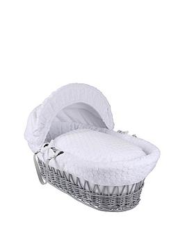 Product photograph of Clair De Lune Marshmallow Wicker Moses Basket - Grey from very.co.uk