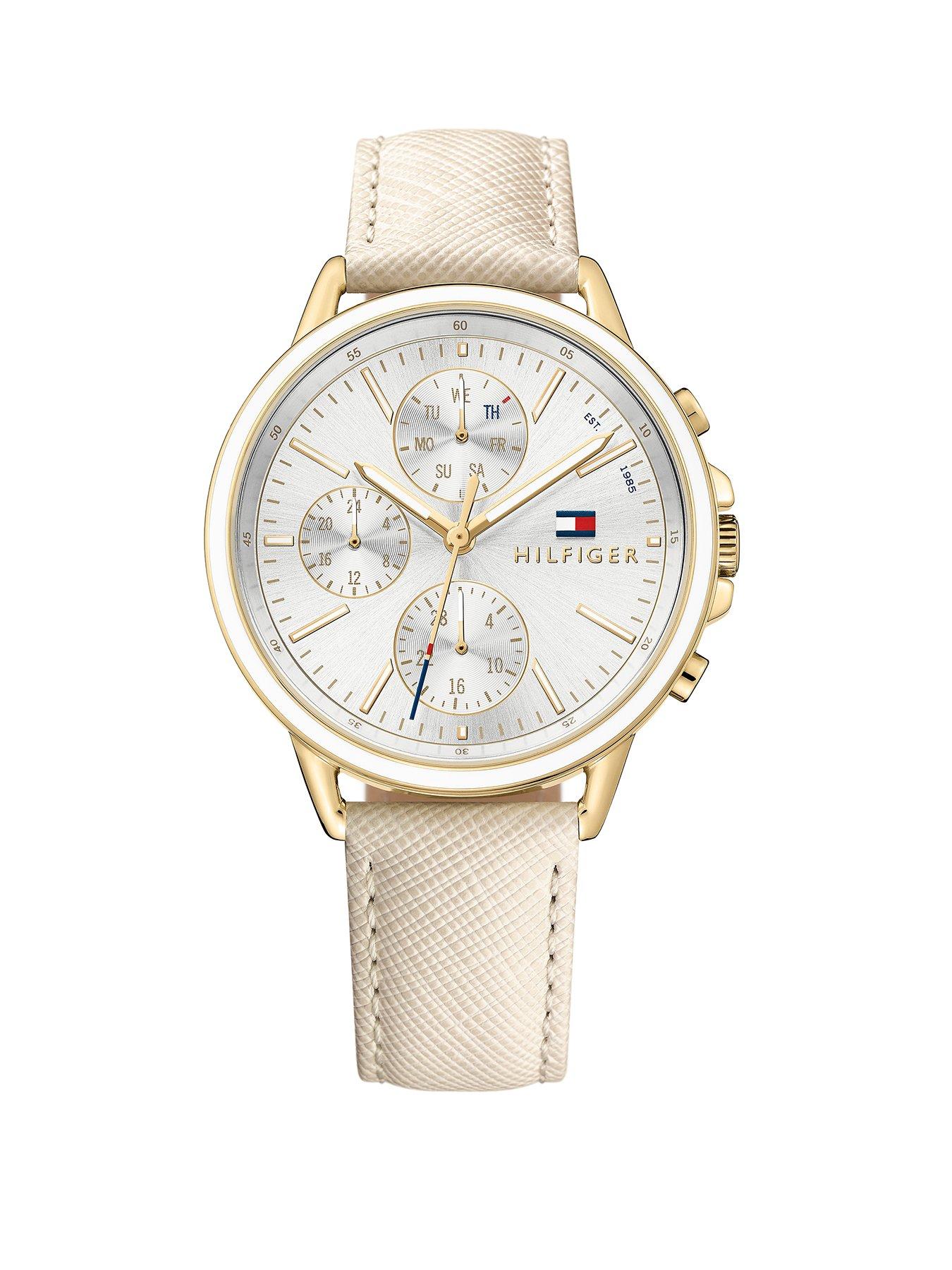 Tommy Hilfiger Carly Silver Tone Multi Dial Nude Leather Strap Ladies Watch Review