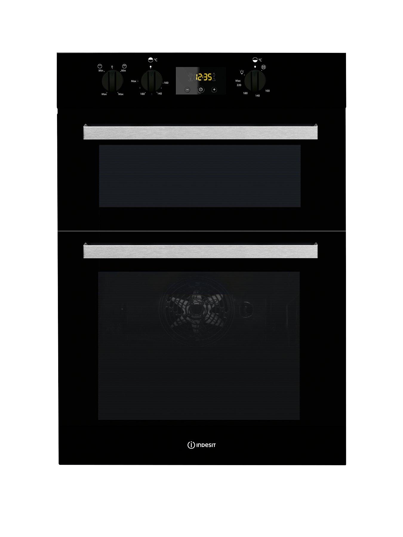 Product photograph of Indesit Aria Idd6340bl Built-in Double Electric Oven - Black - Oven With Installation from very.co.uk