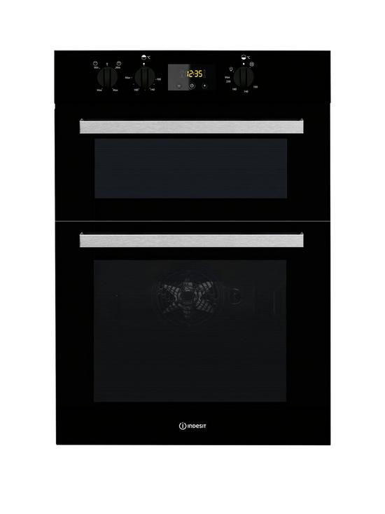 front image of indesit-aria-idd6340bl-built-in-double-electric-oven-black
