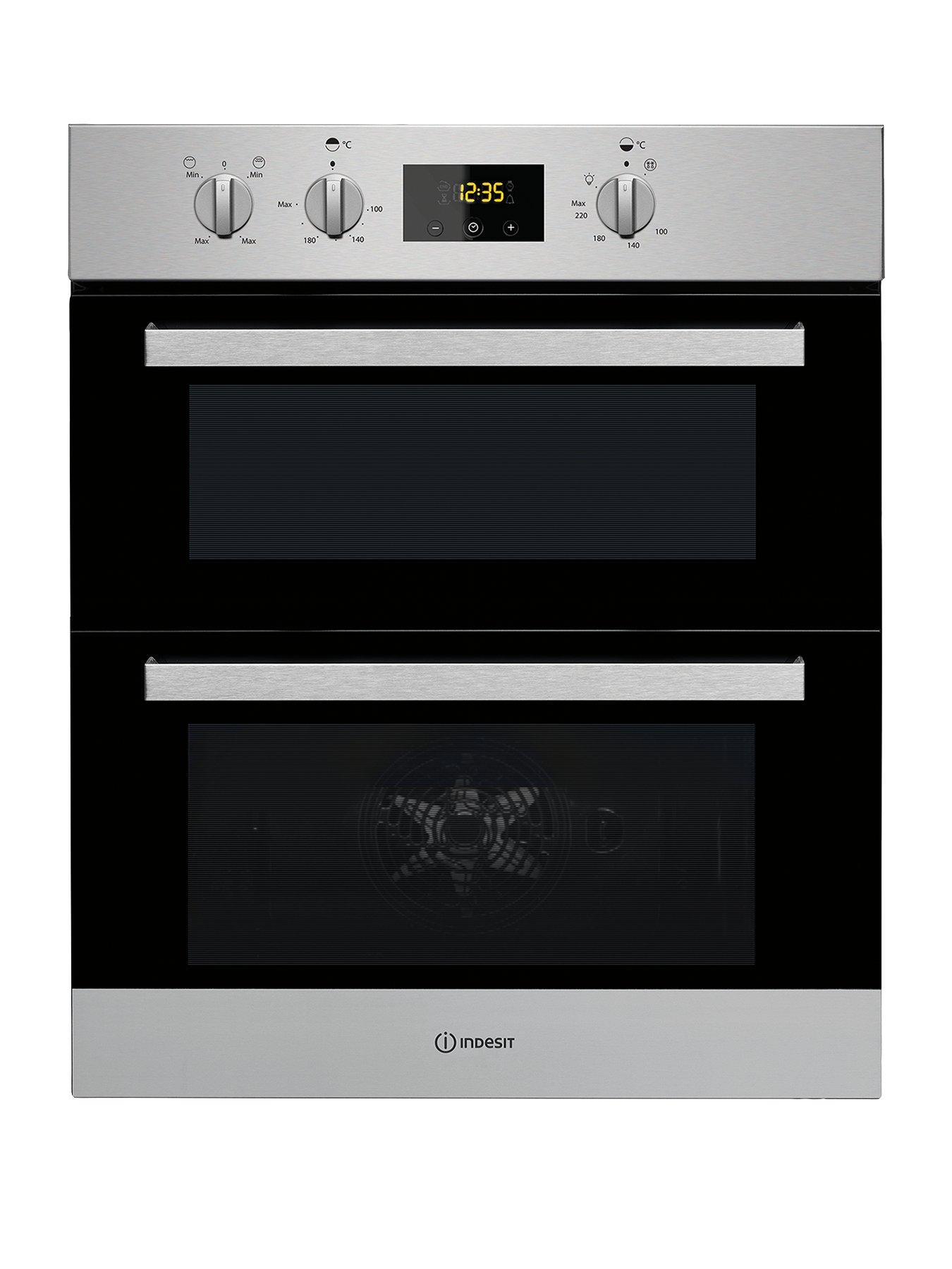 Product photograph of Indesit Aria Idu6340ix Built-under Double Electric Oven - Stainless Steel - Oven Only from very.co.uk