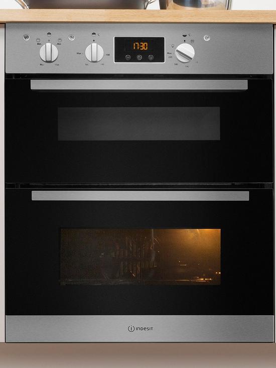 stillFront image of indesit-aria-idu6340ix-built-under-double-electric-oven-stainless-steel