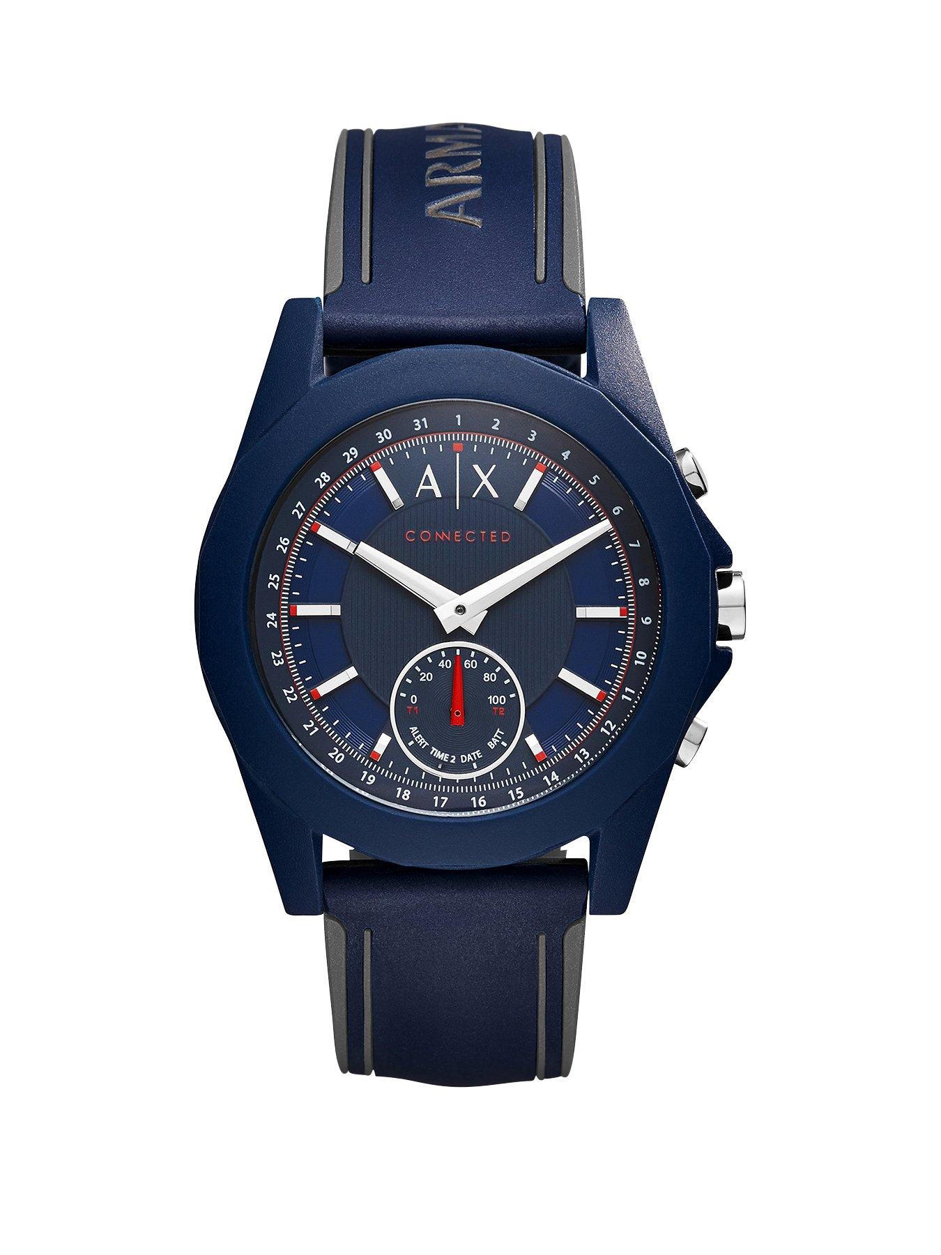 Armani Exchange Connected Blue Dial Blue Silicone Smart Watch | very.co.uk