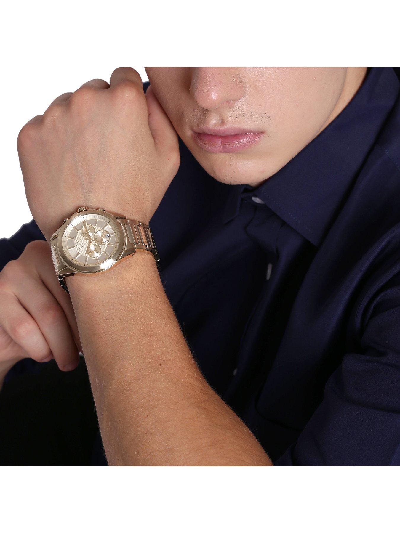 Armani Exchange Gold Tone Multi Dial Gold Tone Bracelet Mens Watch |  