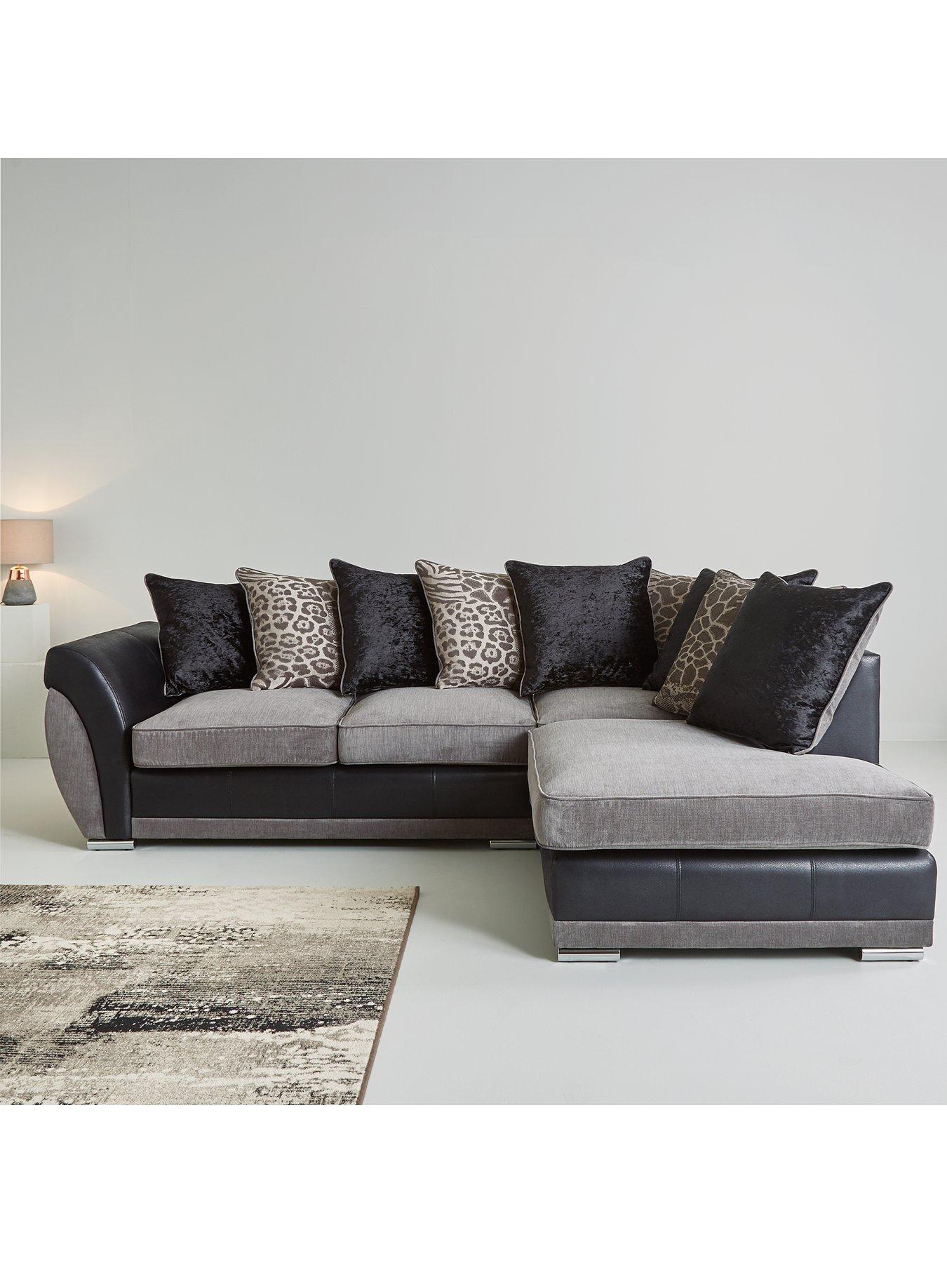 undefined Hilton Fabric and Faux Leather Right Hand Corner Chaise Sofa - FSC® Certified