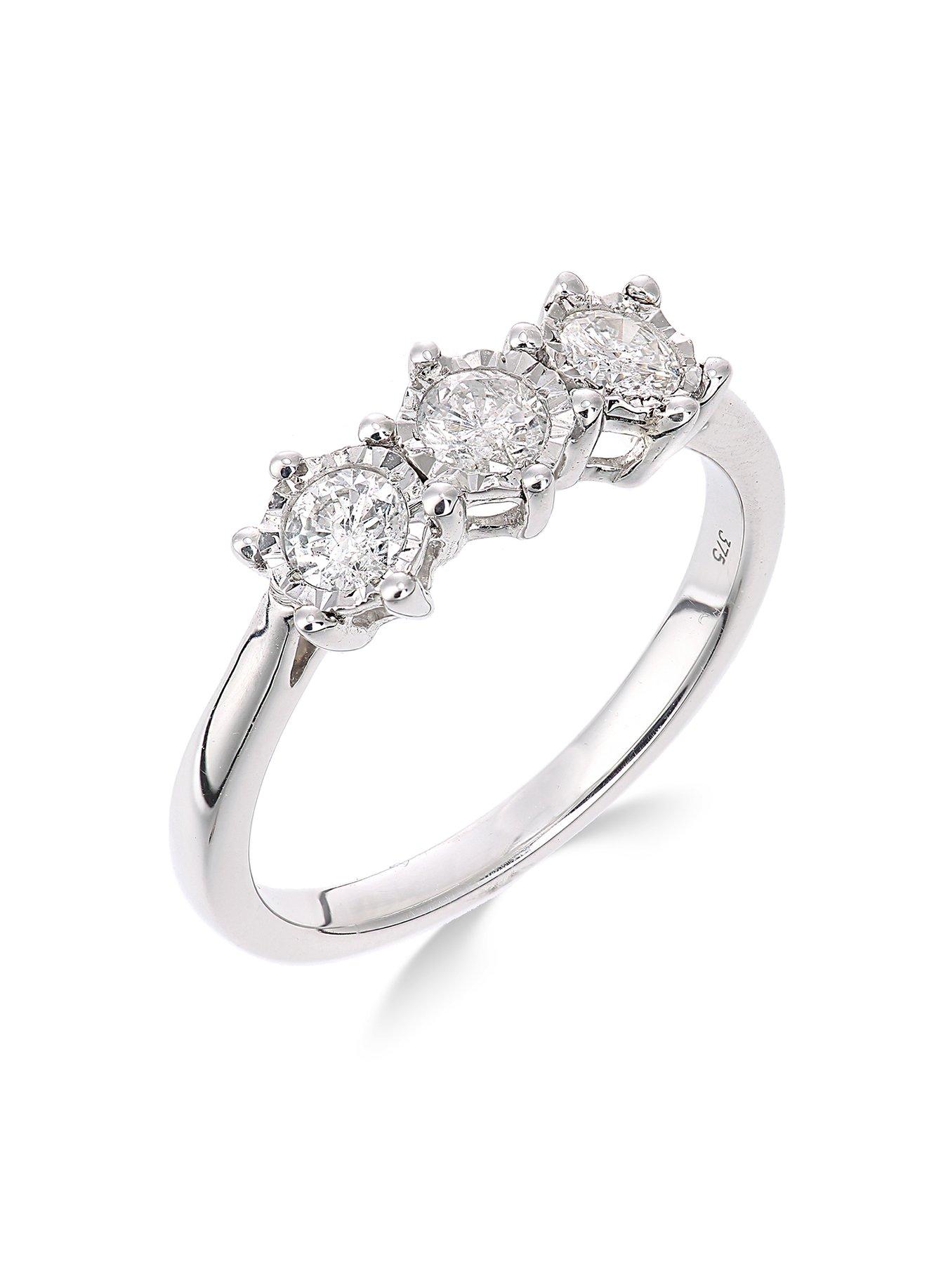 Product photograph of Love Diamond 9ct White Gold 50 Point Diamond Trilogy Ring from very.co.uk