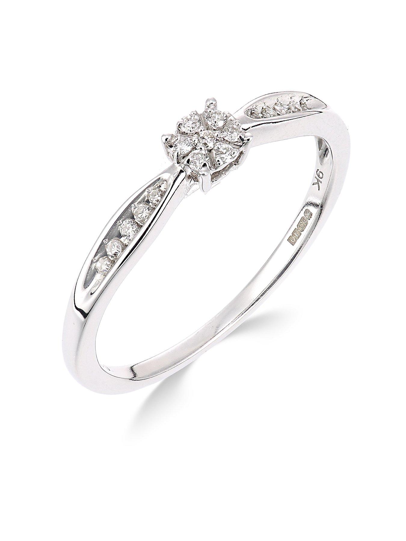 Image 1 of 3 of Love DIAMOND 9Ct White Gold Diamond Cluster Ring