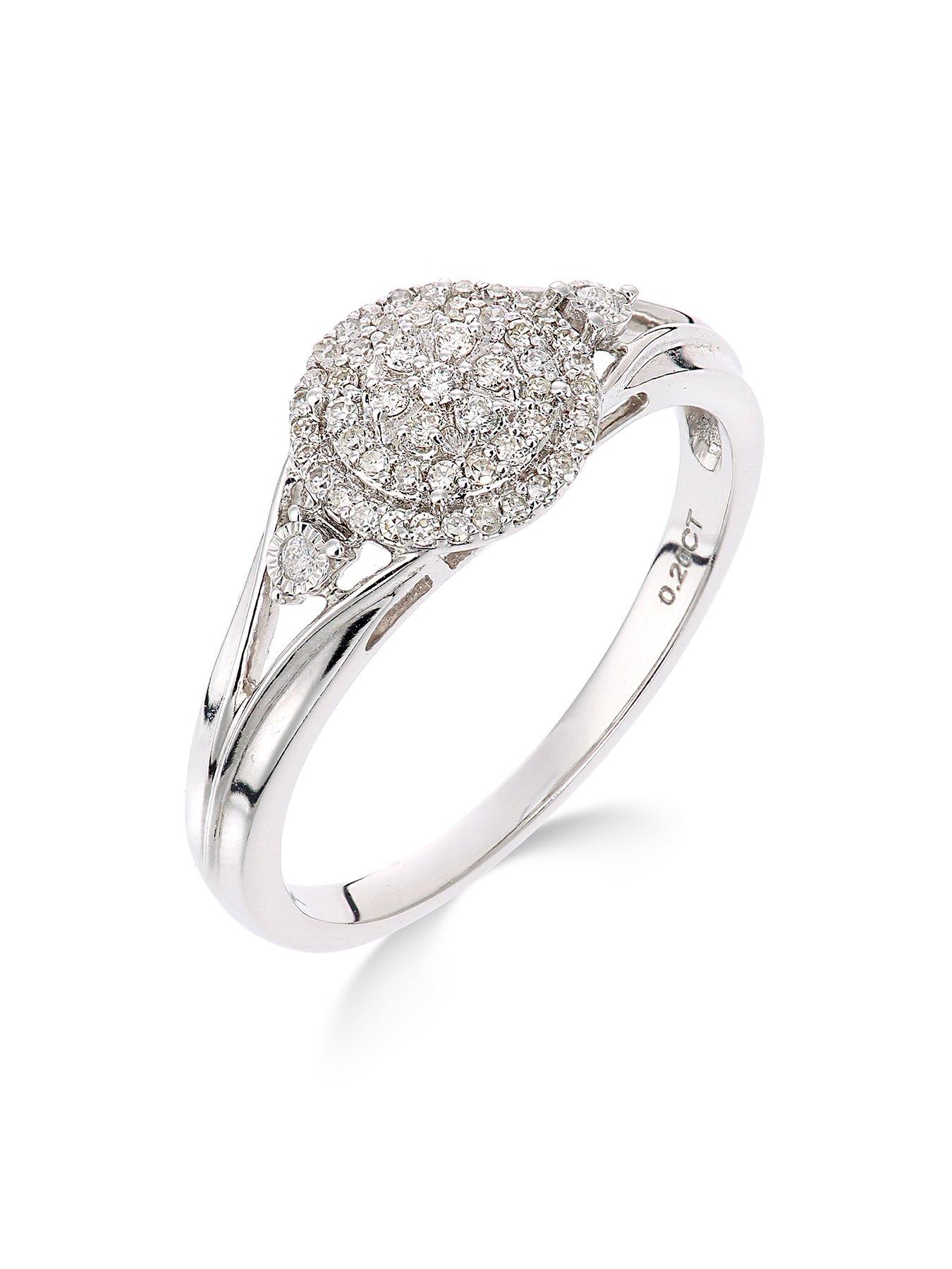 Product photograph of Love Diamond 9ct White Gold 18 Point Diamond Cluster Ring from very.co.uk