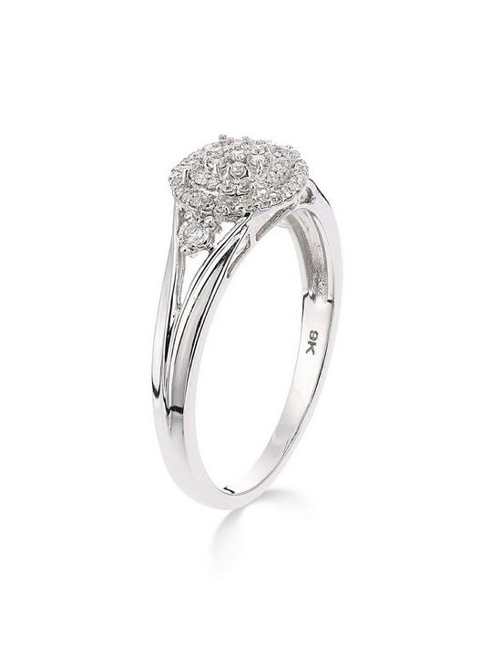 stillFront image of love-diamond-9ct-white-gold-18-point-diamond-cluster-ring