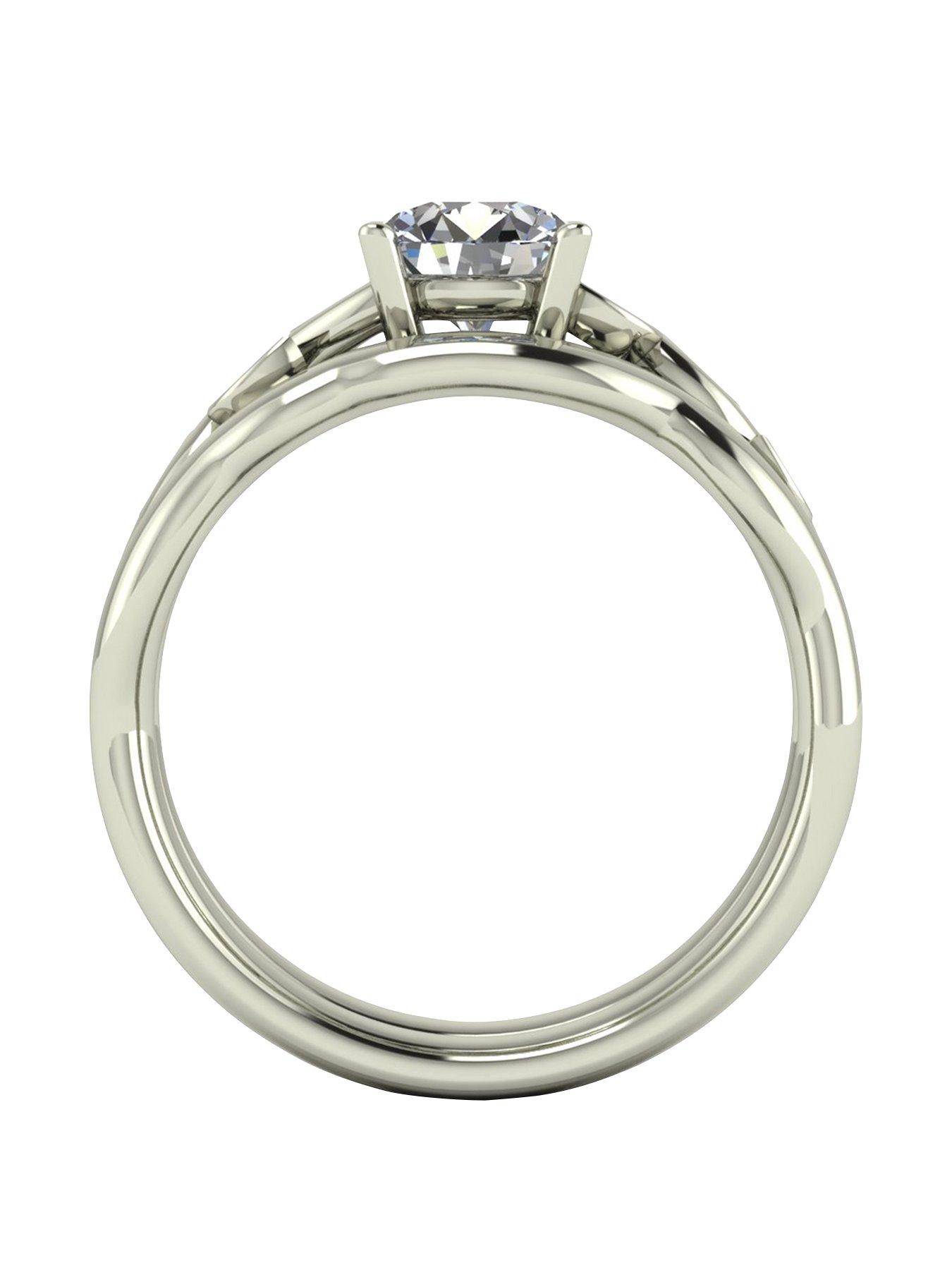 Image 2 of 5 of Moissanite 9ct Gold 1.05ct&nbsp;Total Round Brilliant Centre Vine Bridal Set