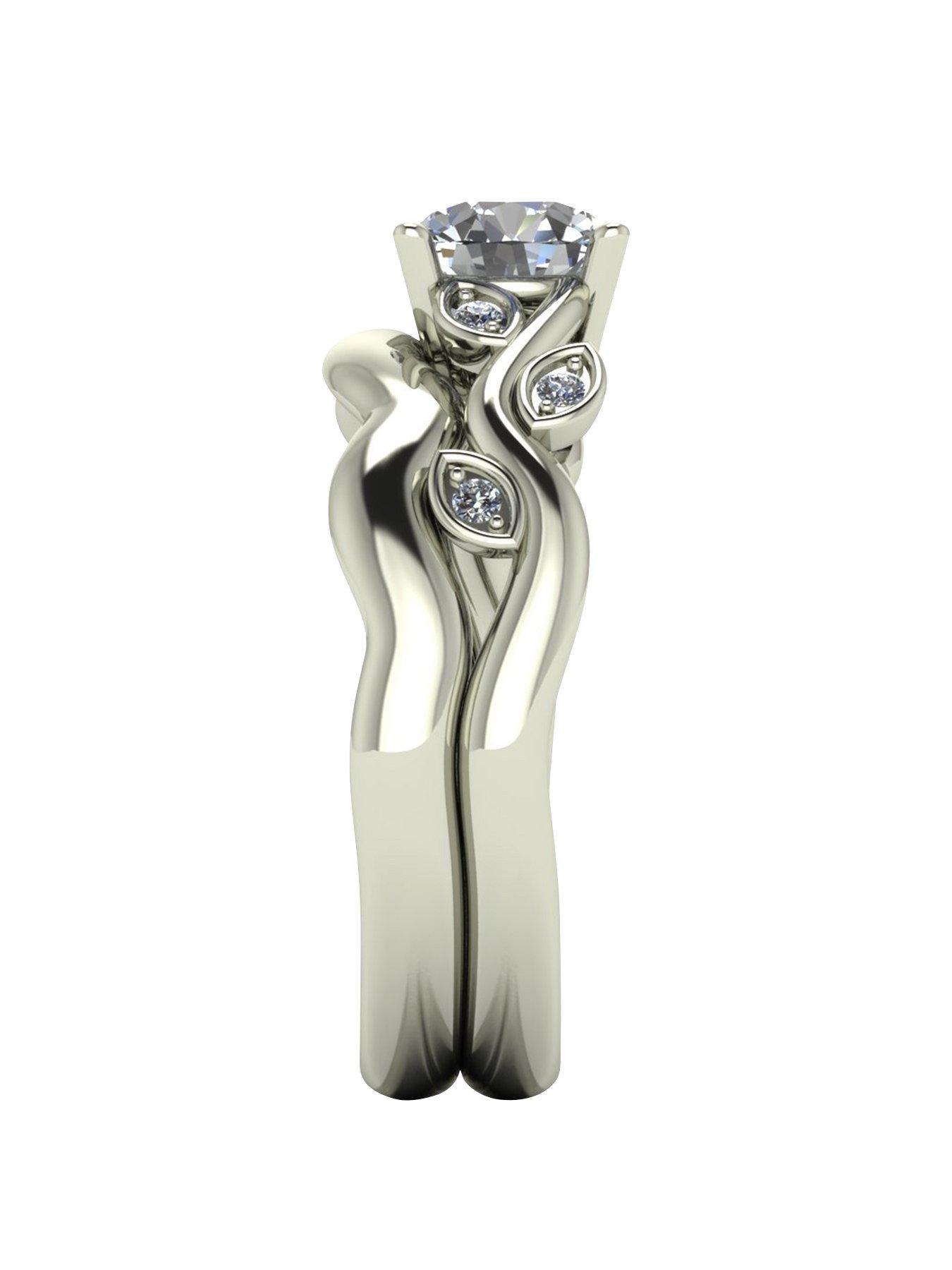 Image 3 of 5 of Moissanite 9ct Gold 1.05ct&nbsp;Total Round Brilliant Centre Vine Bridal Set