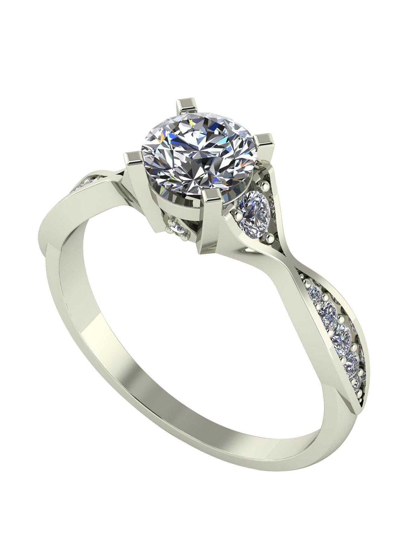Product photograph of Moissanite 9ct Gold 1ct Eq Twisted Shank Solitaire Ring from very.co.uk
