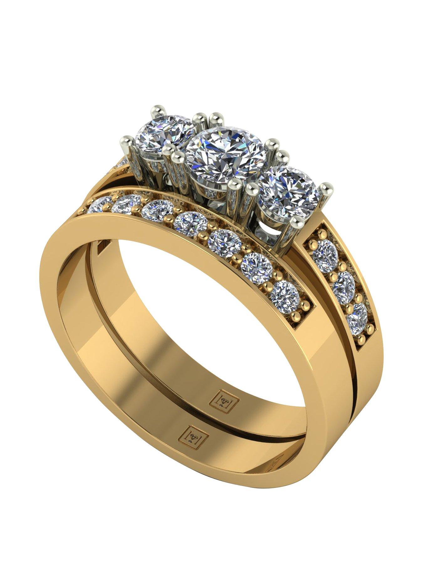 Moissanite Lady Lynsey 9ct Gold 1ct total Moissanite Trilogy bridal set