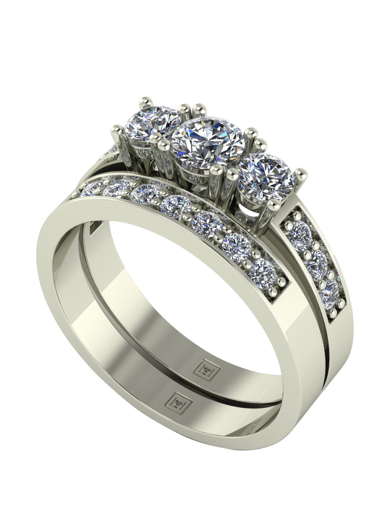 Moissanite Lady Lynsey 9ct Gold 1ct total Moissanite Trilogy bridal set