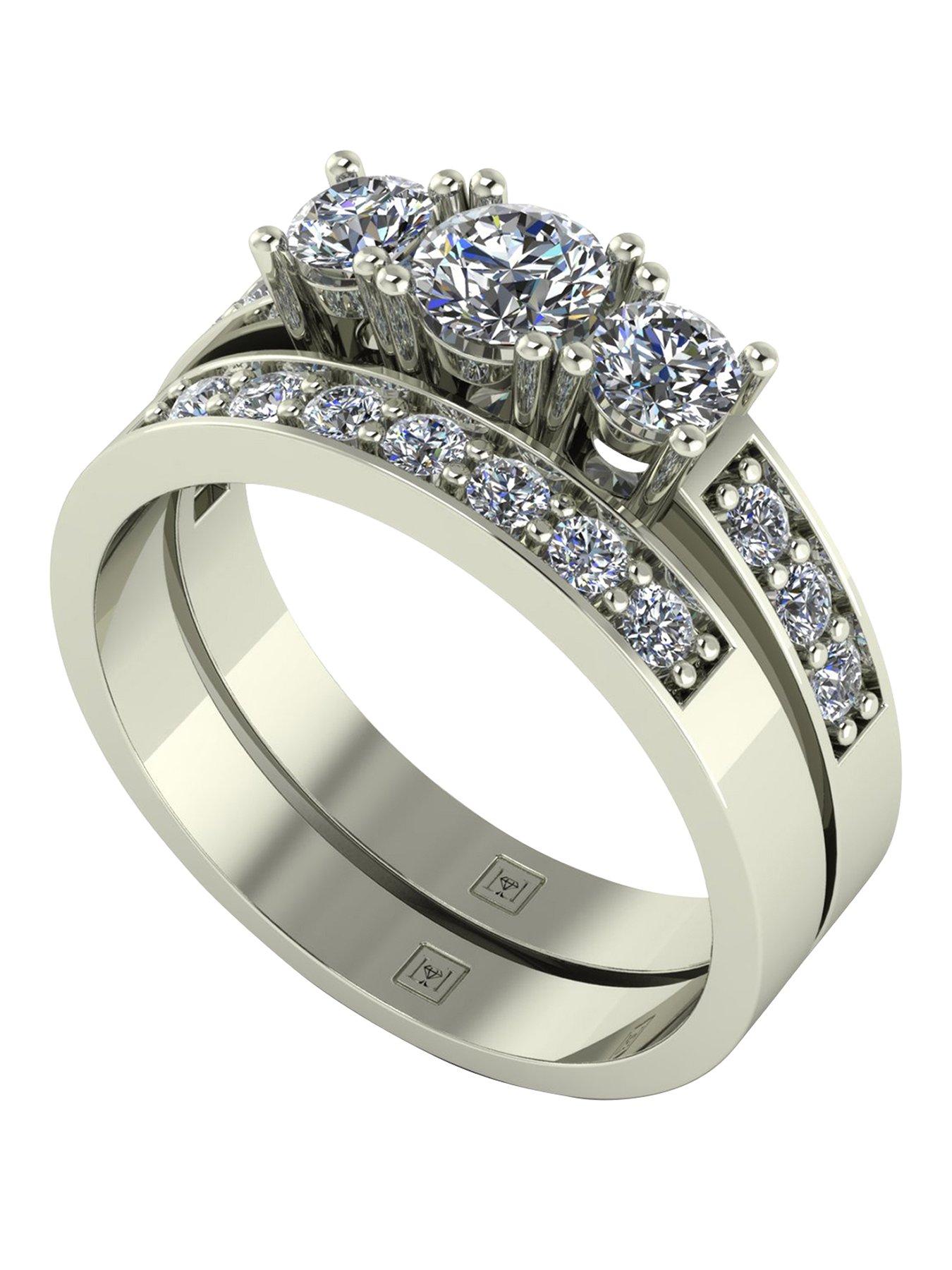 Moissanite Lady Lynsey 9ct Gold 1ct total Moissanite Trilogy bridal set