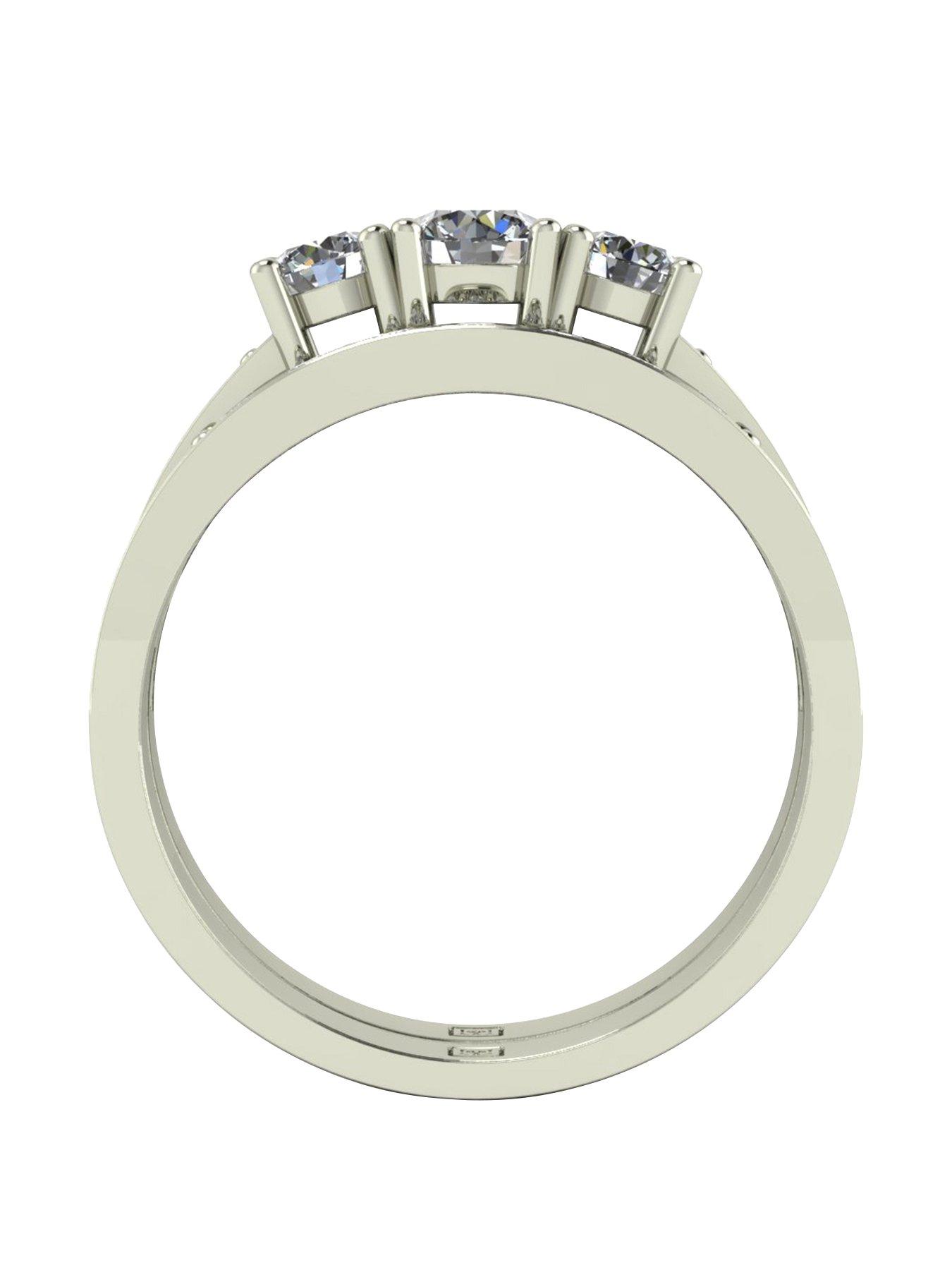 Image 2 of 5 of Moissanite Lady Lynsey 9ct Gold 1ct total Moissanite Trilogy bridal set