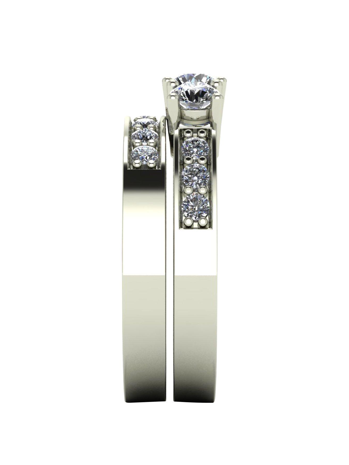 Image 3 of 5 of Moissanite Lady Lynsey 9ct Gold 1ct total Moissanite Trilogy bridal set