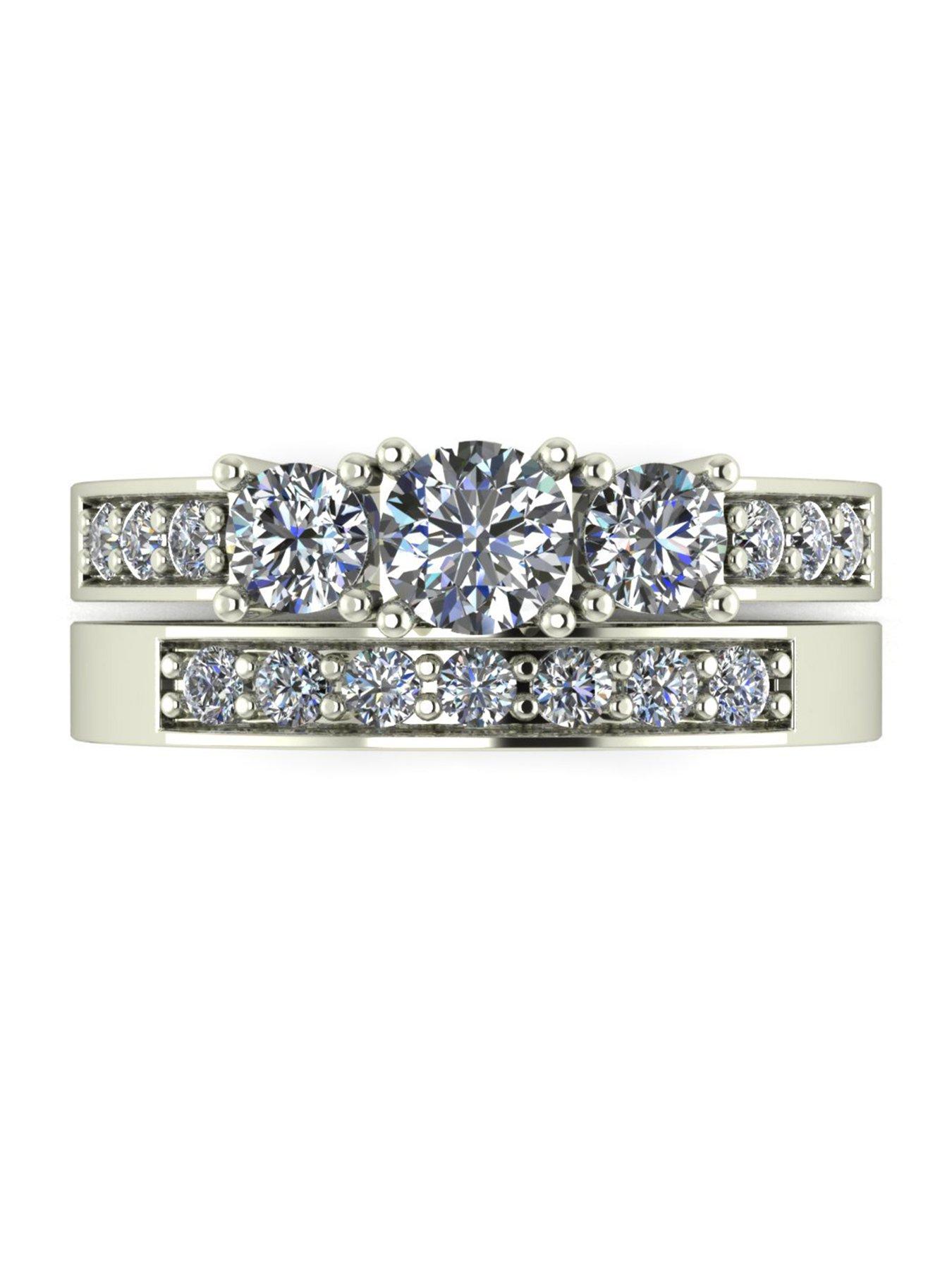 Image 4 of 5 of Moissanite Lady Lynsey 9ct Gold 1ct total Moissanite Trilogy bridal set