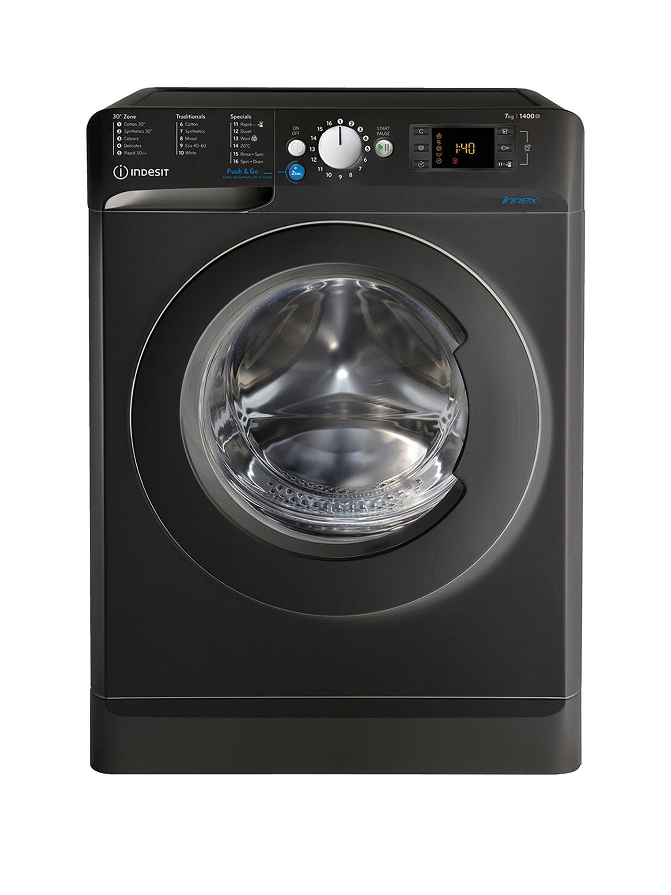 Product photograph of Indesit Innex Bwe71452kukn 7kg Load 1400 Spin Washing Machine - Black from very.co.uk