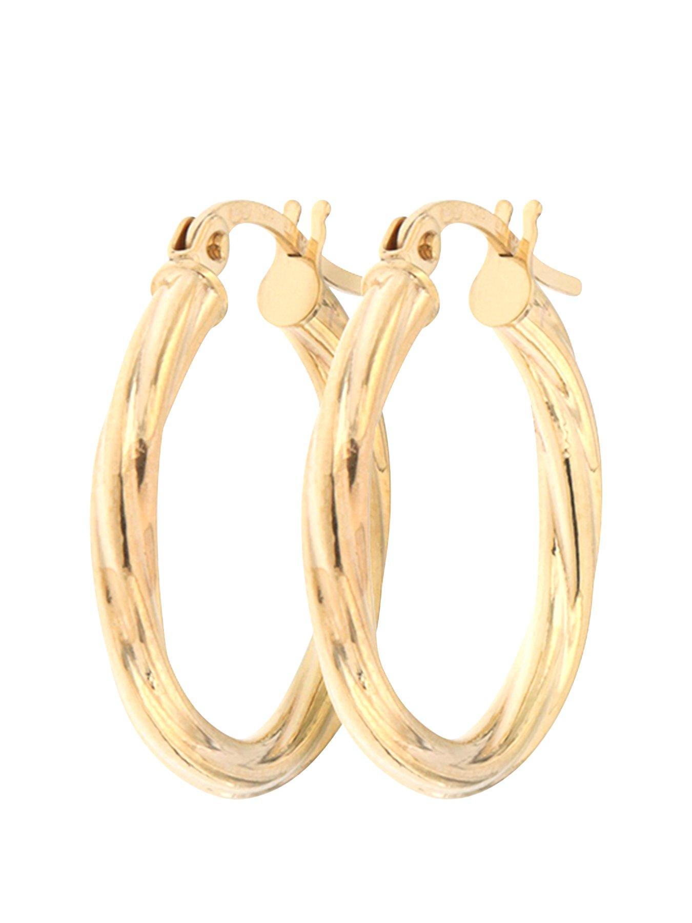 The Love Collection Bracci 9CT Yellow Gold 19mm Swirl Hoop Creole Earrings