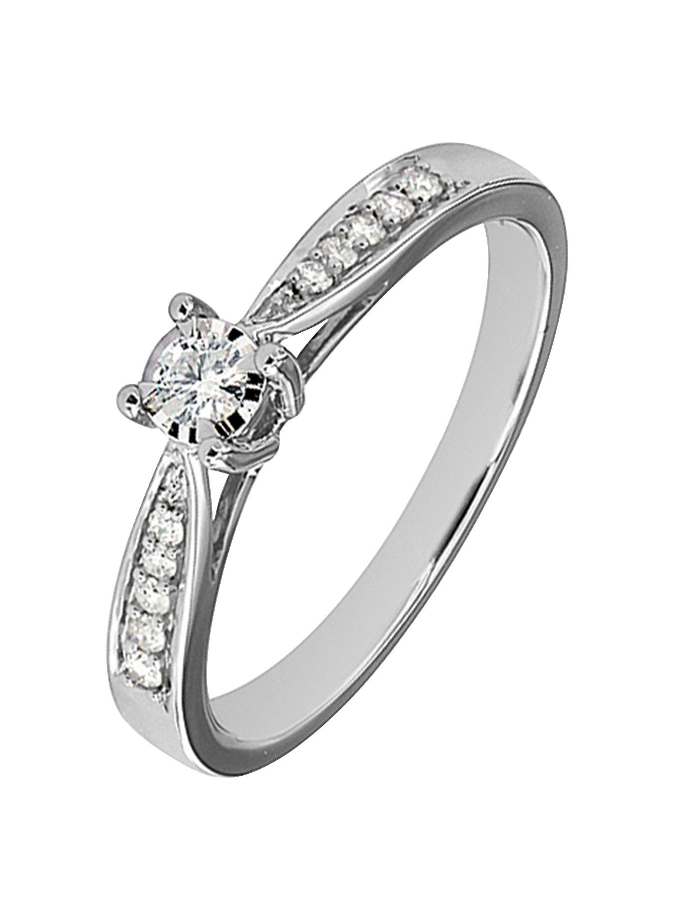 Product photograph of Love Diamond 9ct White Gold 19 Point Diamond Engagement Ring from very.co.uk