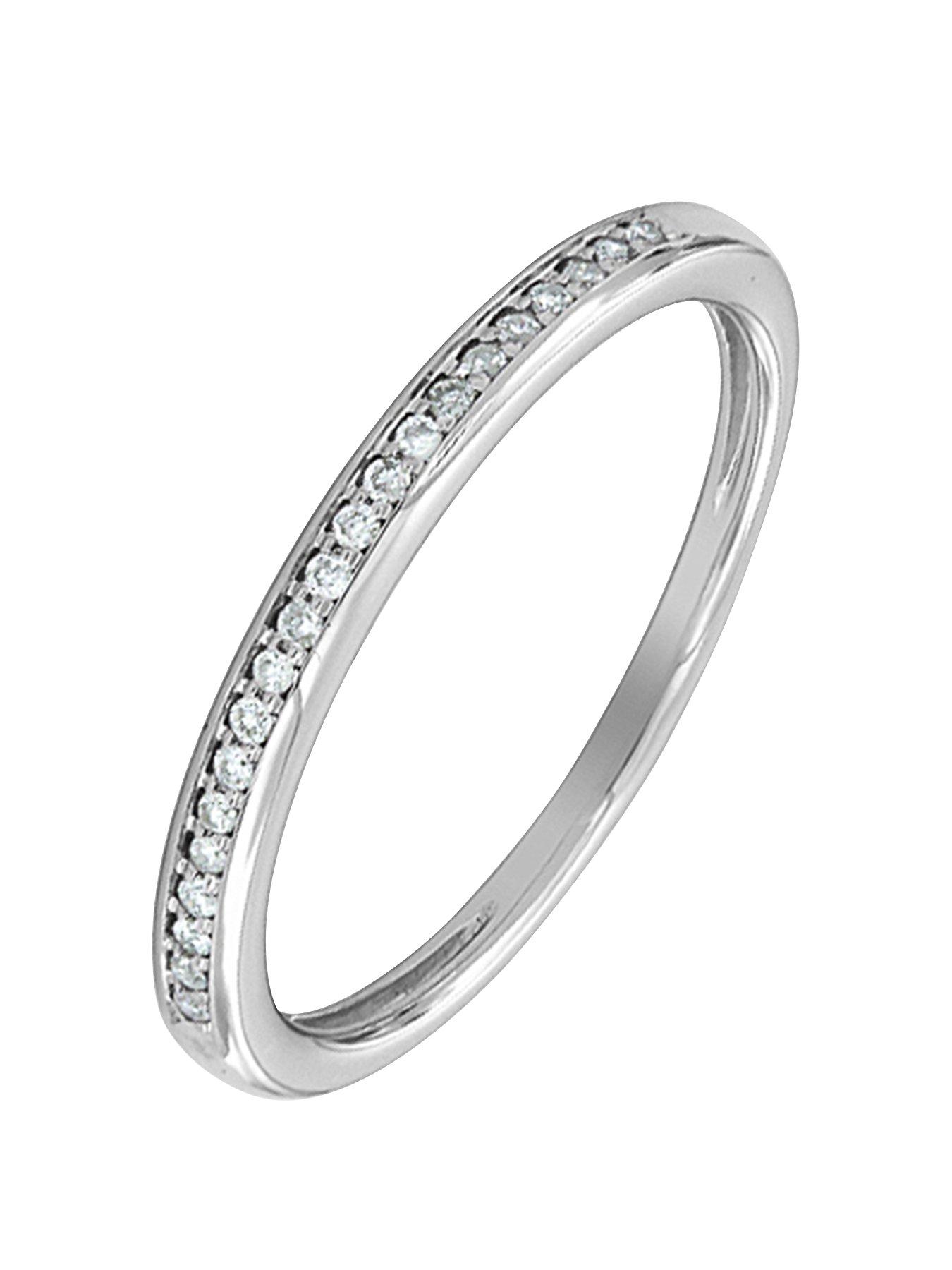 Product photograph of Love Diamond 9ct White Gold 8 Point Diamond Wedding Band from very.co.uk