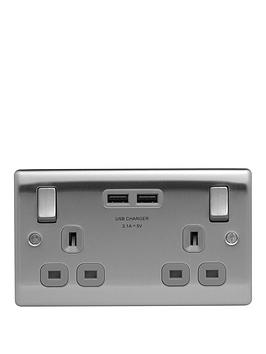 british-general-brushed-steel-double-switched-socket-with-x2-usb-sockets--31a
